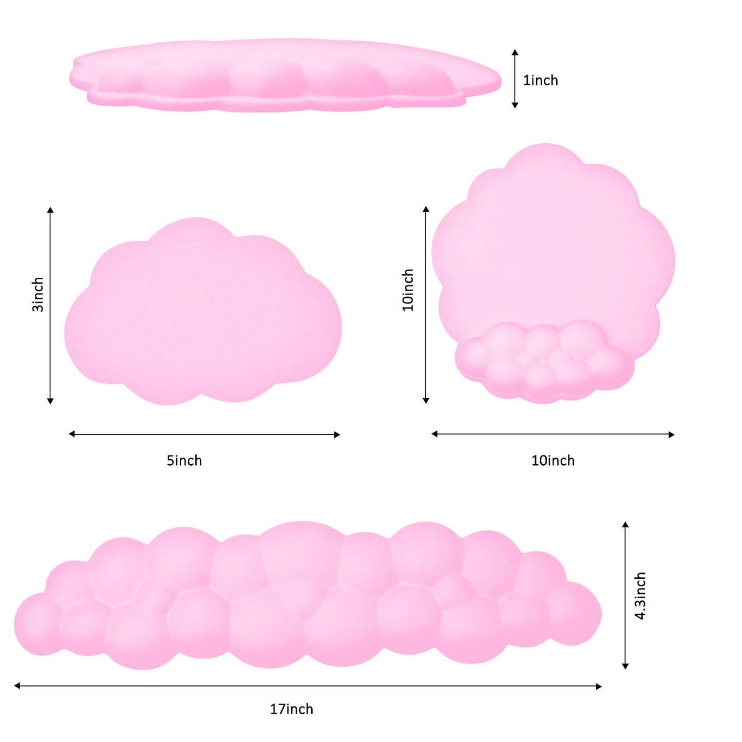 Cloud Wrist Rest Mouse Pad & Keyboard Wrist Support Set for Home & Office