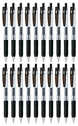 Zebra Sarasa Clip 0.3 Retractable Gel Ink Pen, Rubber Grip, 0.3mm, Black Ink, Value Set of 20