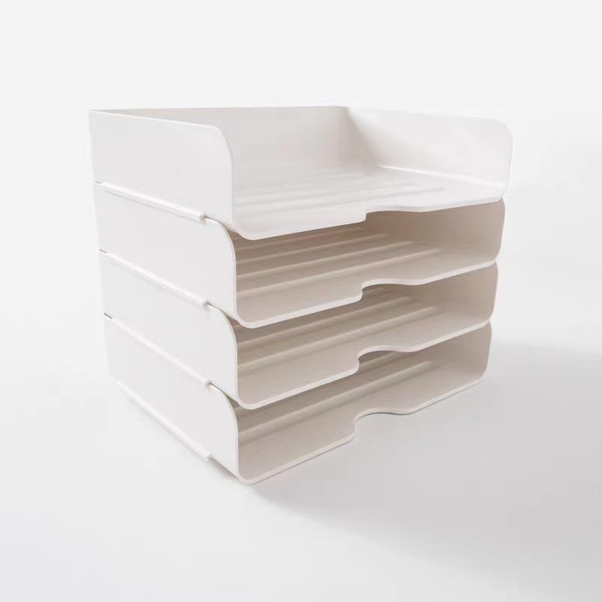 4 Tier Desk Organizer, Stackable Paper Tray Organizer for Document, Letter, A4 File Paper, Desk