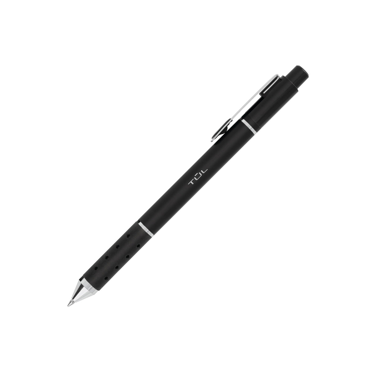 TUL® BP Series Retractable Ballpoint Pens, Mixed Metals, Medium Point, 1.0 mm, Black Barrel, Black