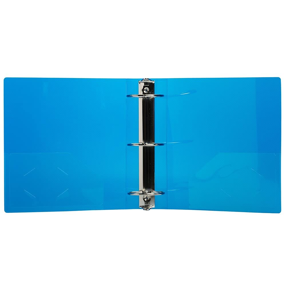 JAM PAPER Plastic 3 inch Binders - Assorted 3 Ring Binders (Red, Blue, Green & Orange) - 4/Pack