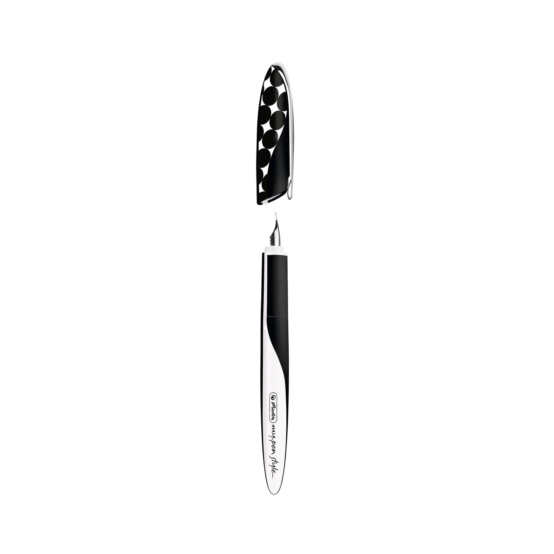 Herlitz 50040360 my.pen style Just Black Fountain Pen, Suitable for Right and Left-Handed Users, 1