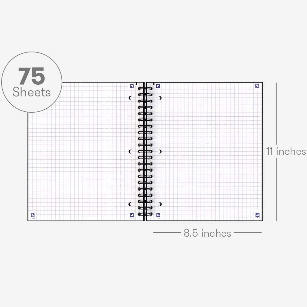 Hamelin 1 Subject, Graph Paper, Hard Cover Spiral Bound Grid Notebook, 4 Square Per Inch 150 Pages