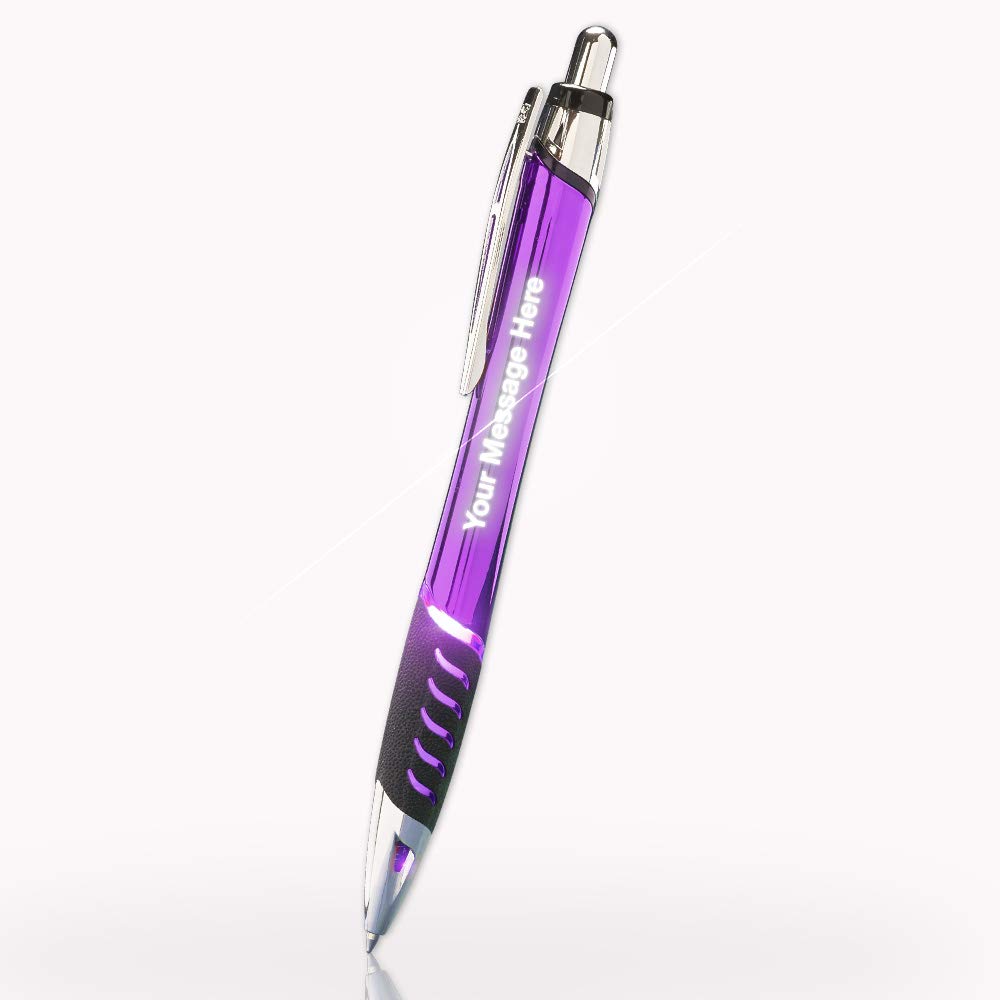 Imprints Online 10 Custom Laser-Engraved Metal Ballpoint Pens With Illuminated Engraving & Grip.