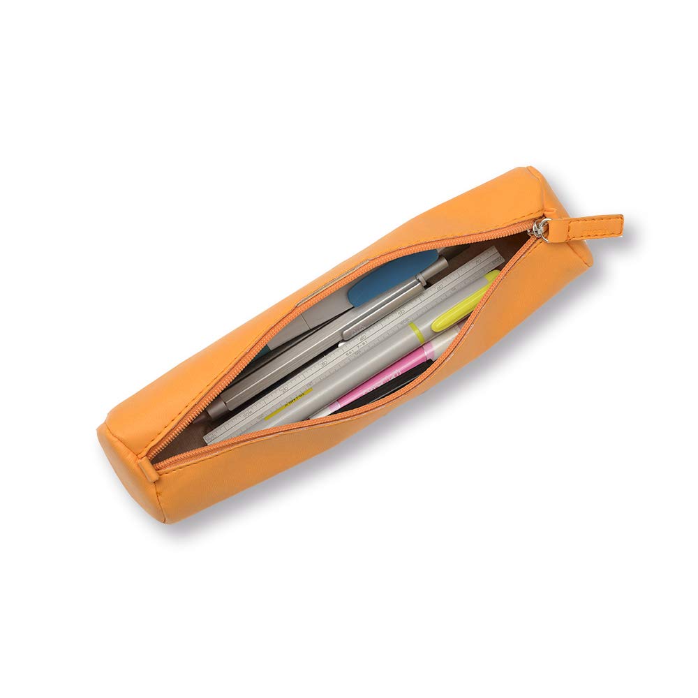 Rhodia 318890C - Orange Rhodiarama Round Pencil Case - 21.5 x 5.5 cm - Genuine Orange Stitching