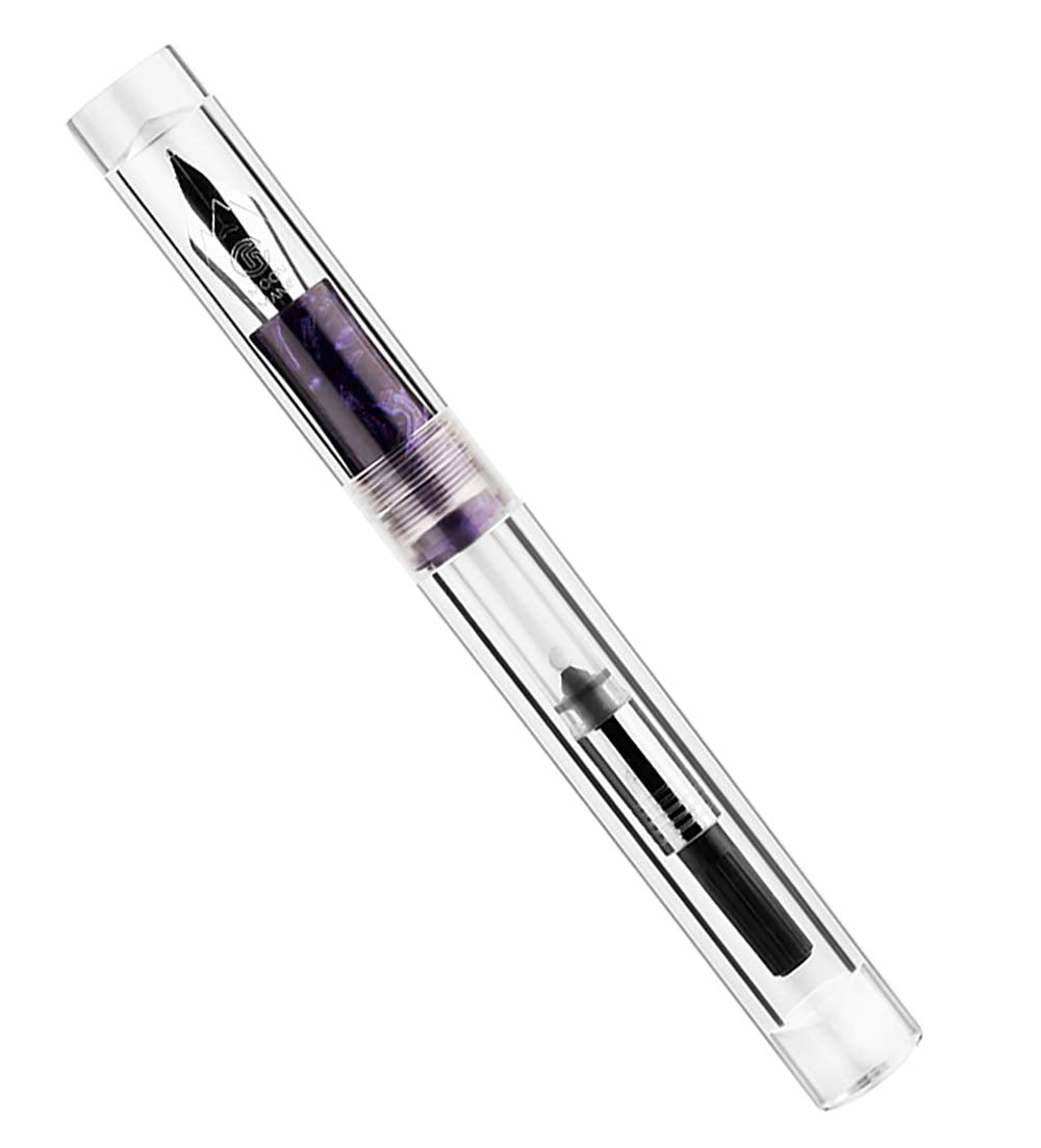Lanxivi Majohn C1 Fountain Pen Fine Nib Clear Transparent Acrylic Resin, Mini Pocket Pen