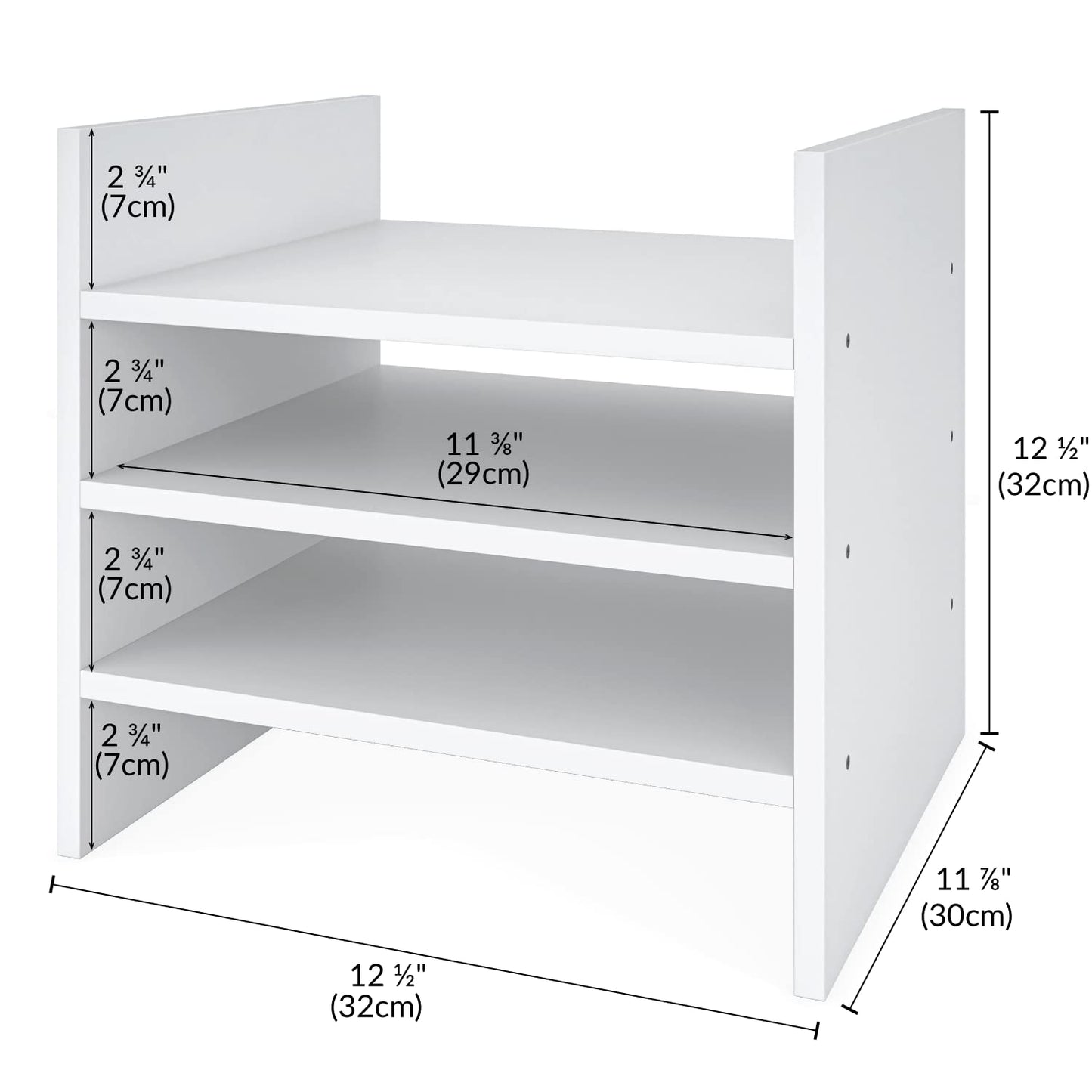 Ballucci 4-Tier Paper Sorter and File Organizer for Desk, Wood Mail Sorter, Fits into IKEA Kallax