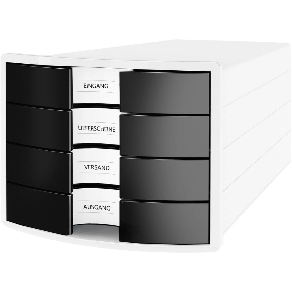 Han Impuls Drawer Box DIN A4/C4 4 Closed Drawers White/Black