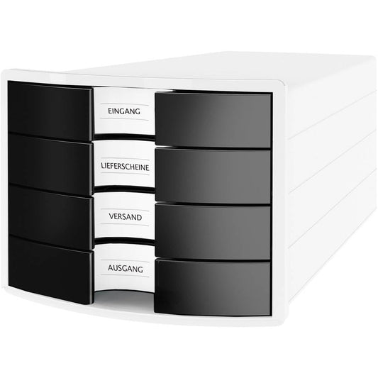 Han Impuls Drawer Box DIN A4/C4 4 Closed Drawers White/Black