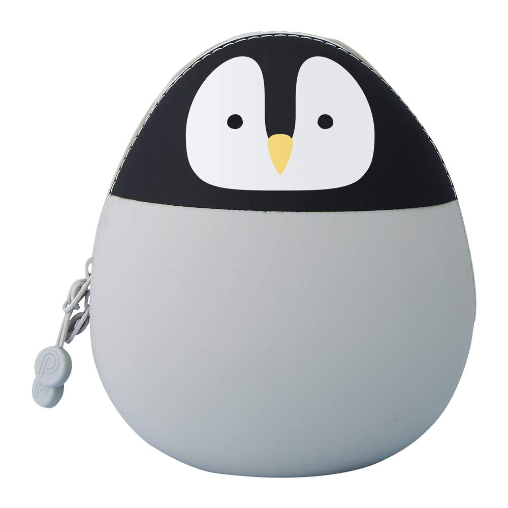 LIHIT LAB PuniLabo Zipper Pouch, Egg-Shaped, 3.8" x 4.7", Penguin (A7783-10)