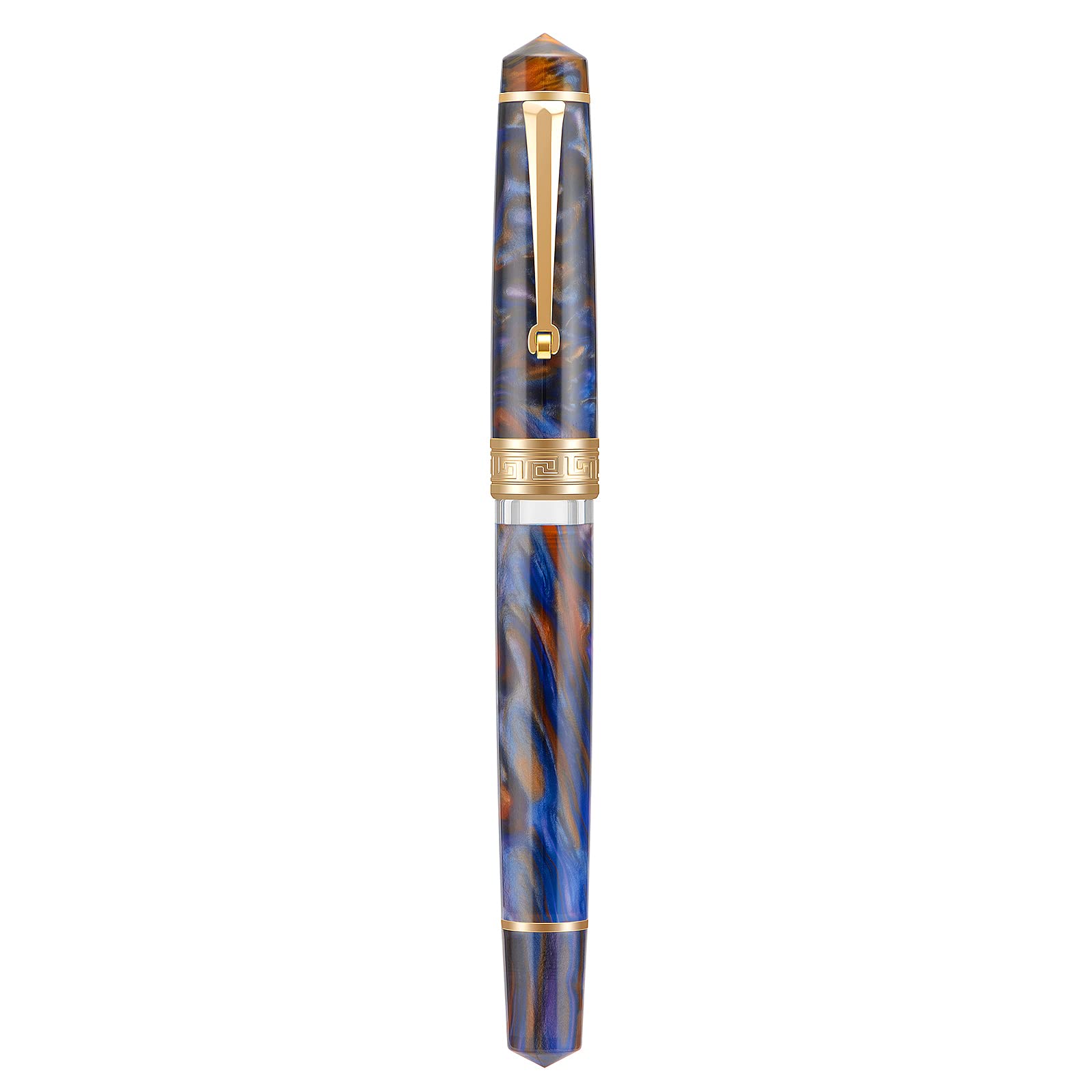 Asvine P20 Piston Fountain Pen Purple Resin, Iridium Medium Nib Gold Trim Business Signature