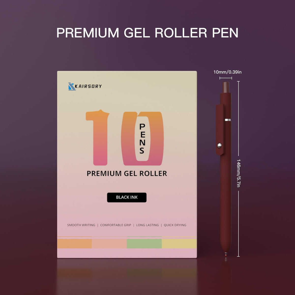Kairsory Retractable Gel Pens,0.5mm fine point pen, smooth writing nursing pens,stationary for
