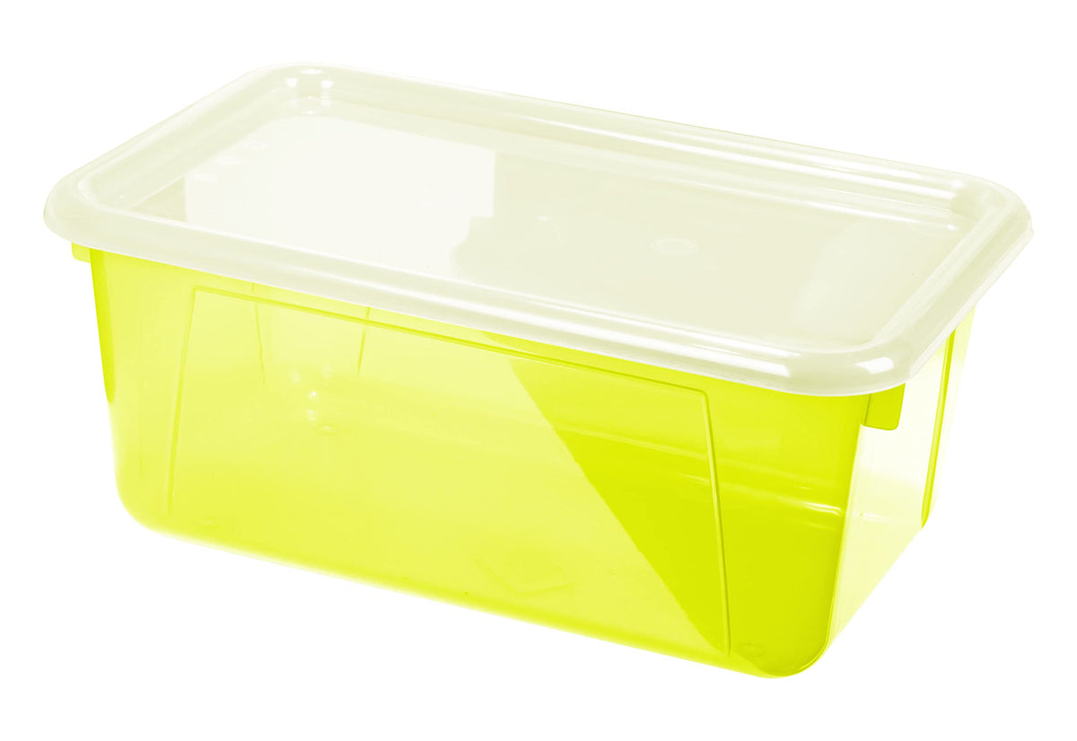 Storex Small Cubby Bins – Plastic Storage Containers for Classroom with Non-Snap Lid, 12.2 x 7.8 x