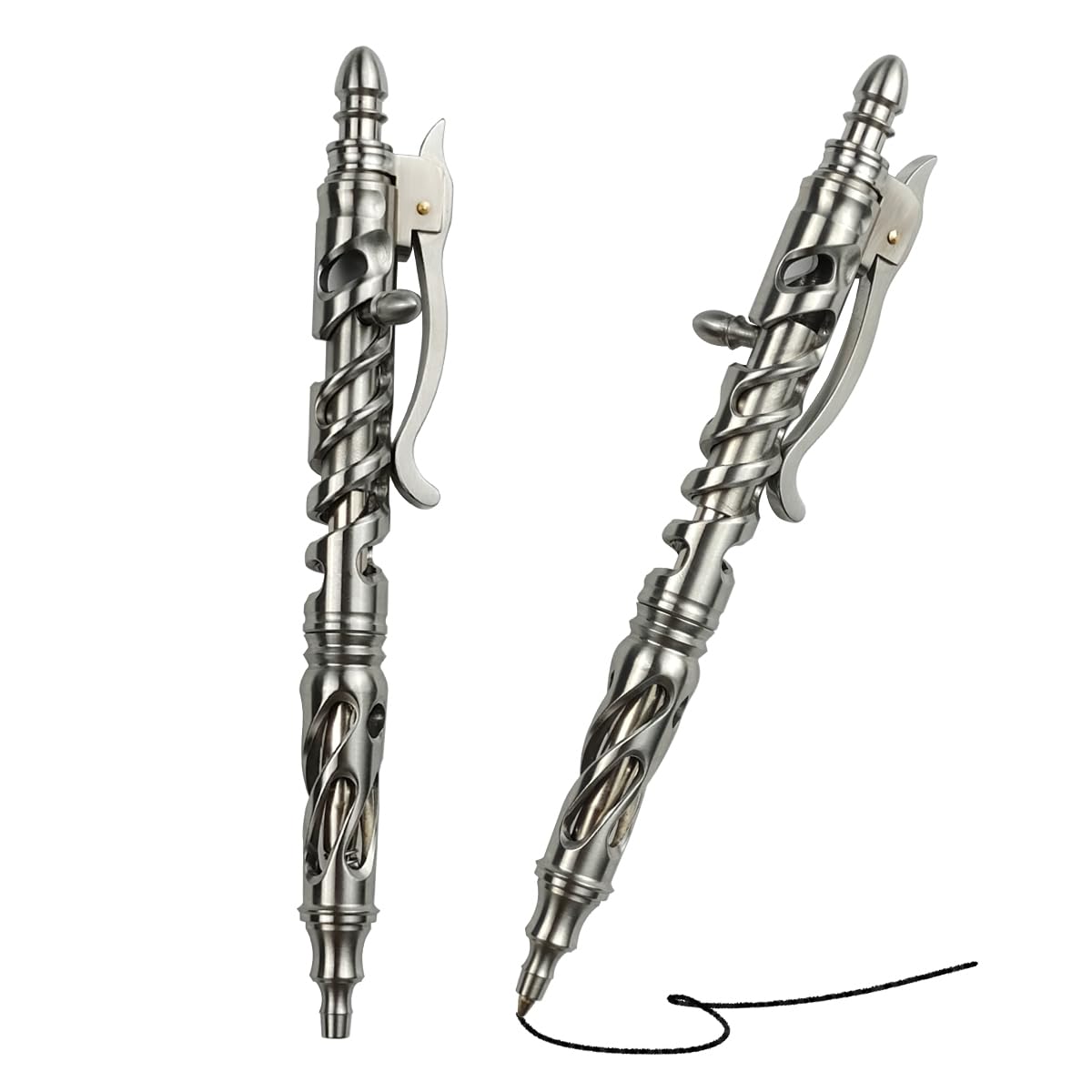 Dr. Metalleung Heavy Duty Stainless Steel Bolt Action Pen - Retractable EDC Pen with Keychain