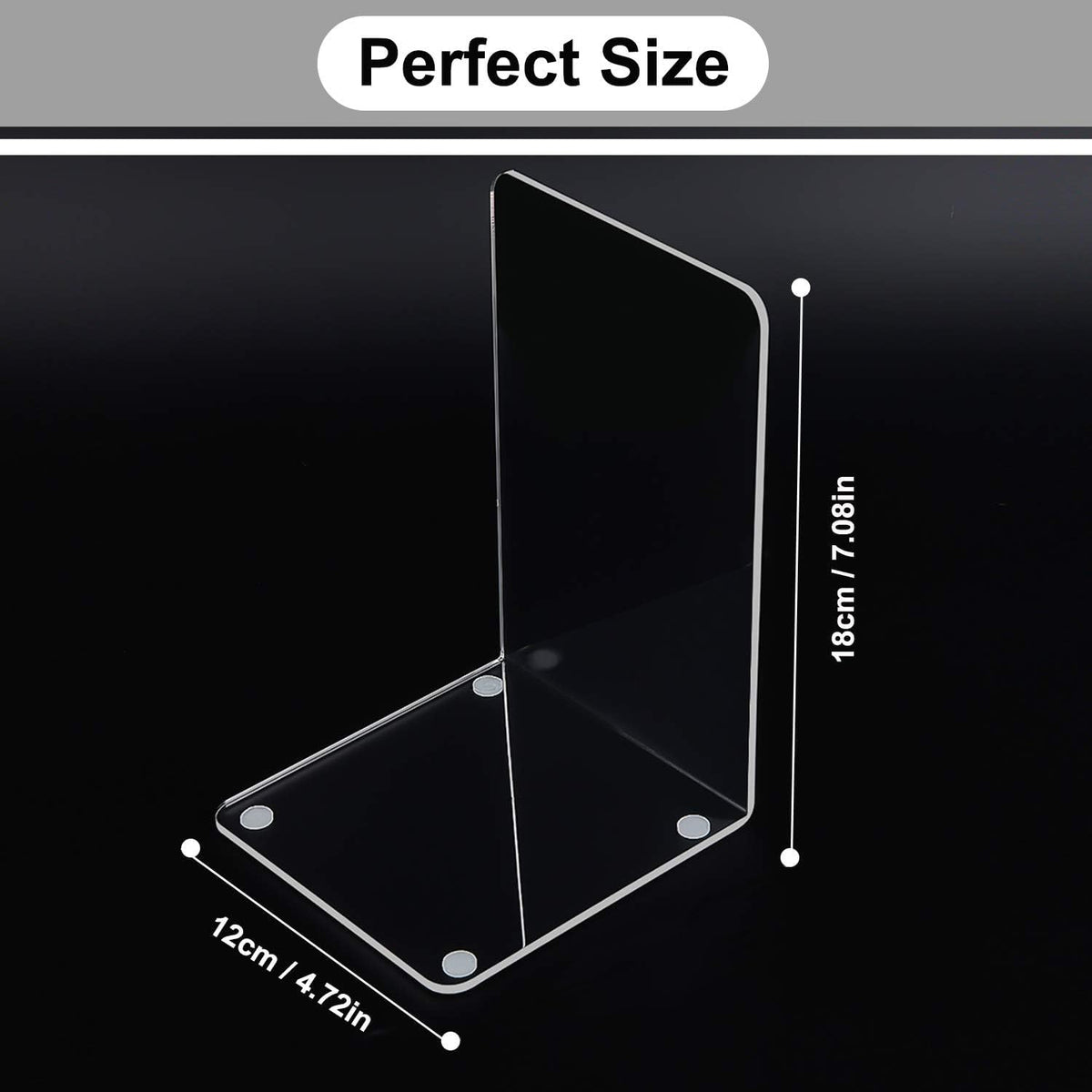MerryNine Clear Acrylic Book Ends Bookends for Shelves