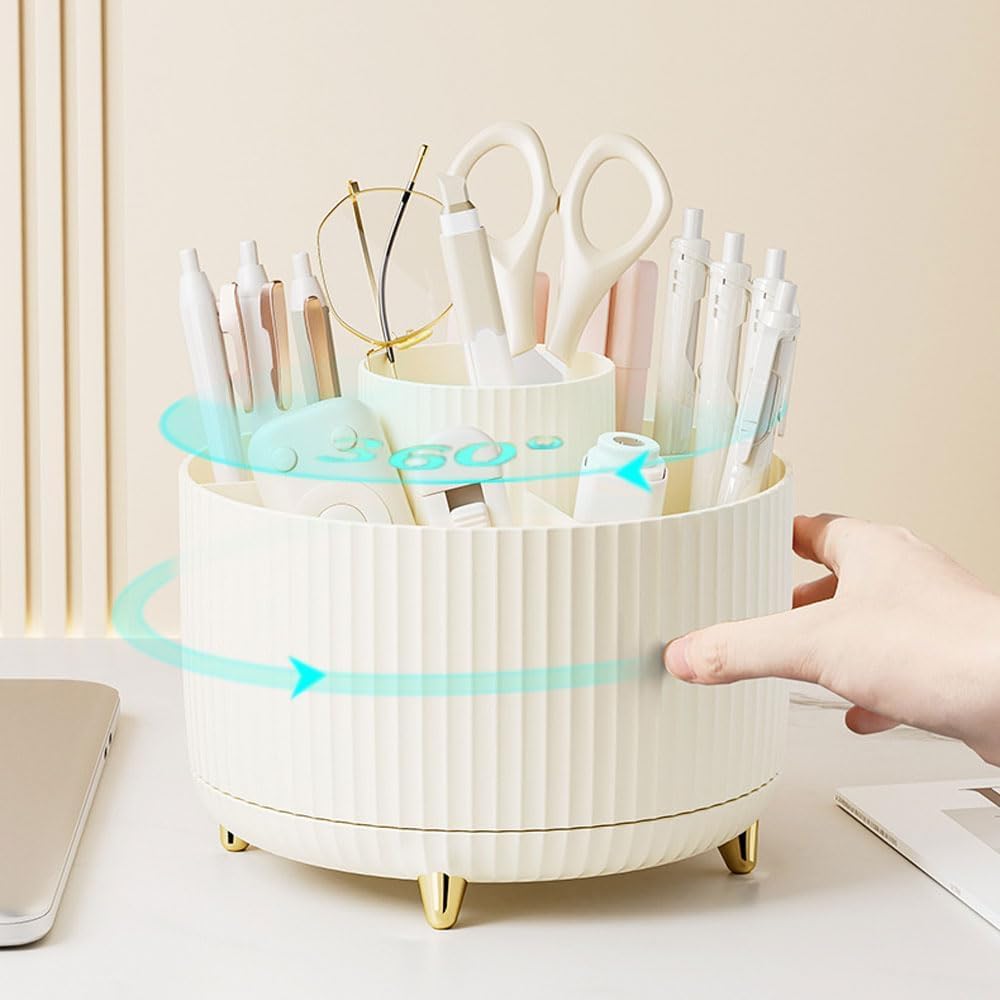 Gawsey Silver Desk Organizers and Accessories with Desk Organizer 360° Rotating Pen Holder and