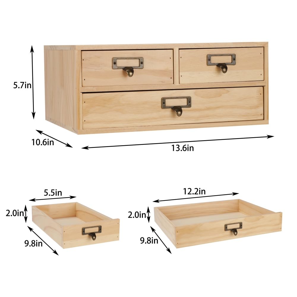 Wooden Drawers Apothecary Cabinet Wood Desktop Organizer Box