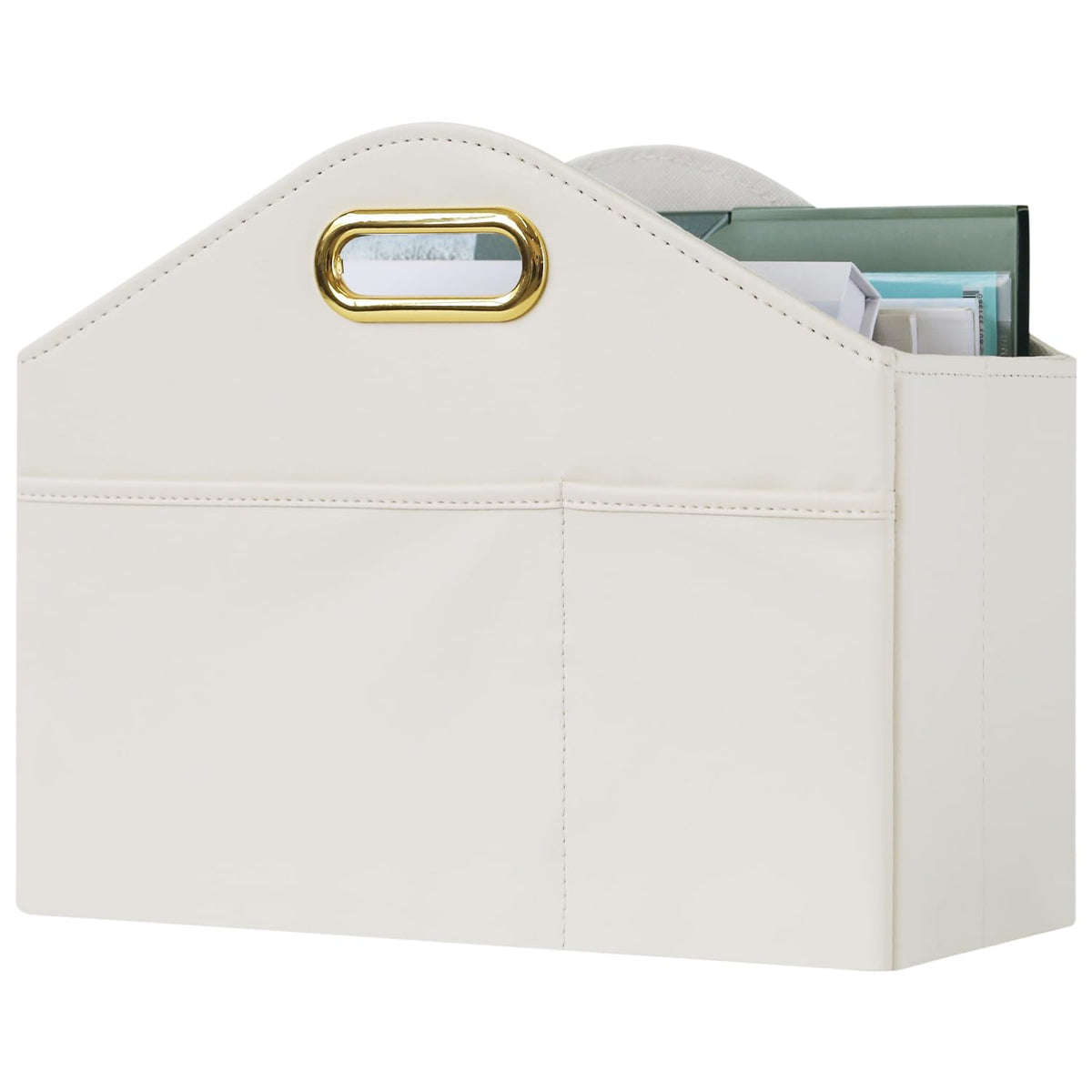 PreTidy Magazine Holder PU Leather Magazine Rack Floor foldable Magazine Basket Organizer Newspaper
