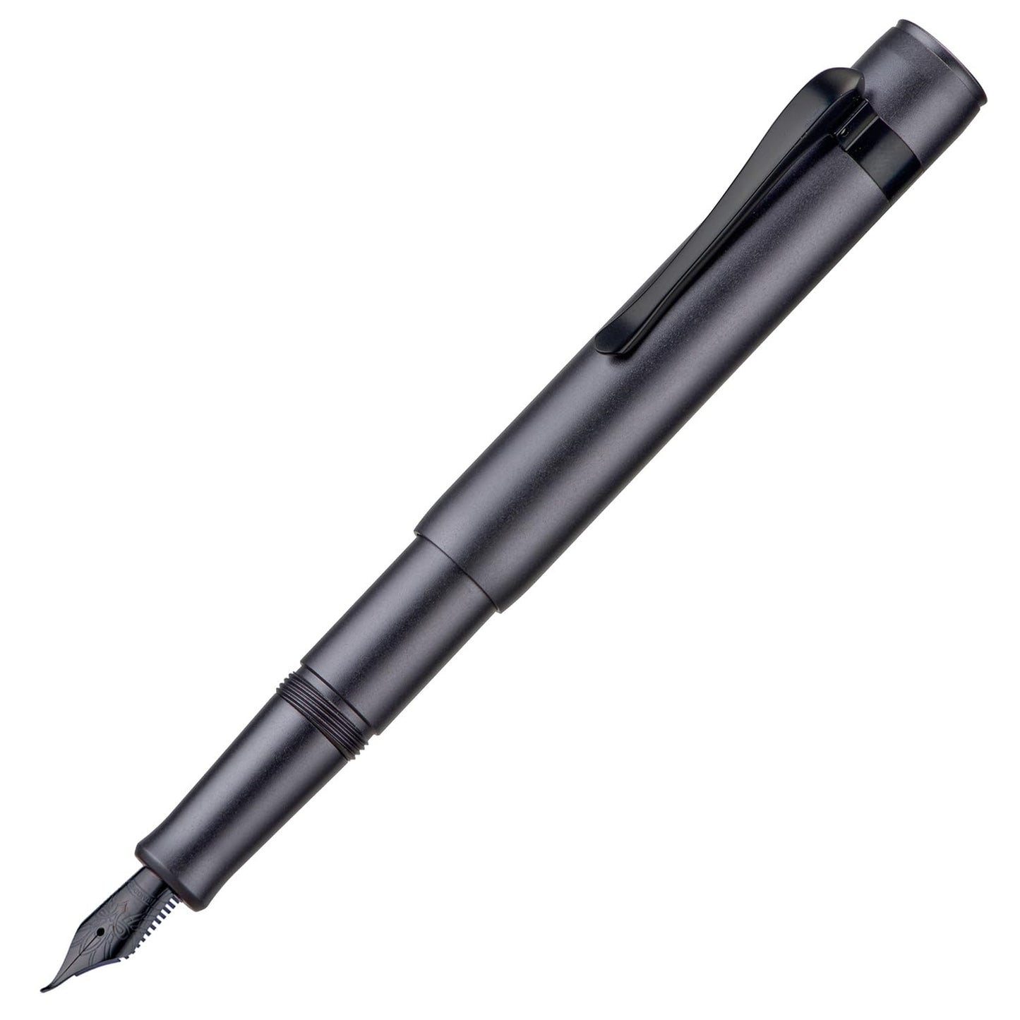HONG DIAN M2 Black Forest Mini Fountain Pen, Bent Nib & Sleek Shape Aluminium Short Pocket Travel