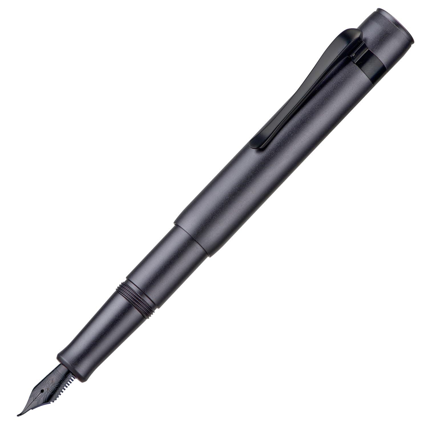 HONG DIAN M2 Black Forest Mini Fountain Pen, Bent Nib & Sleek Shape Aluminium Short Pocket Travel