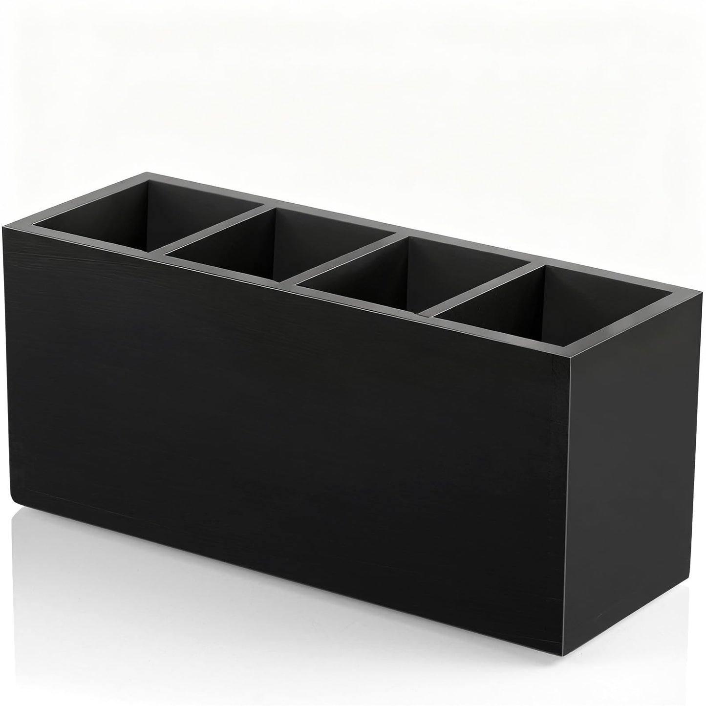 Bivvclaz Pencil Pen Holder for Desk, Wooden Office Desk Organizers and Accessories with 4 Slots for
