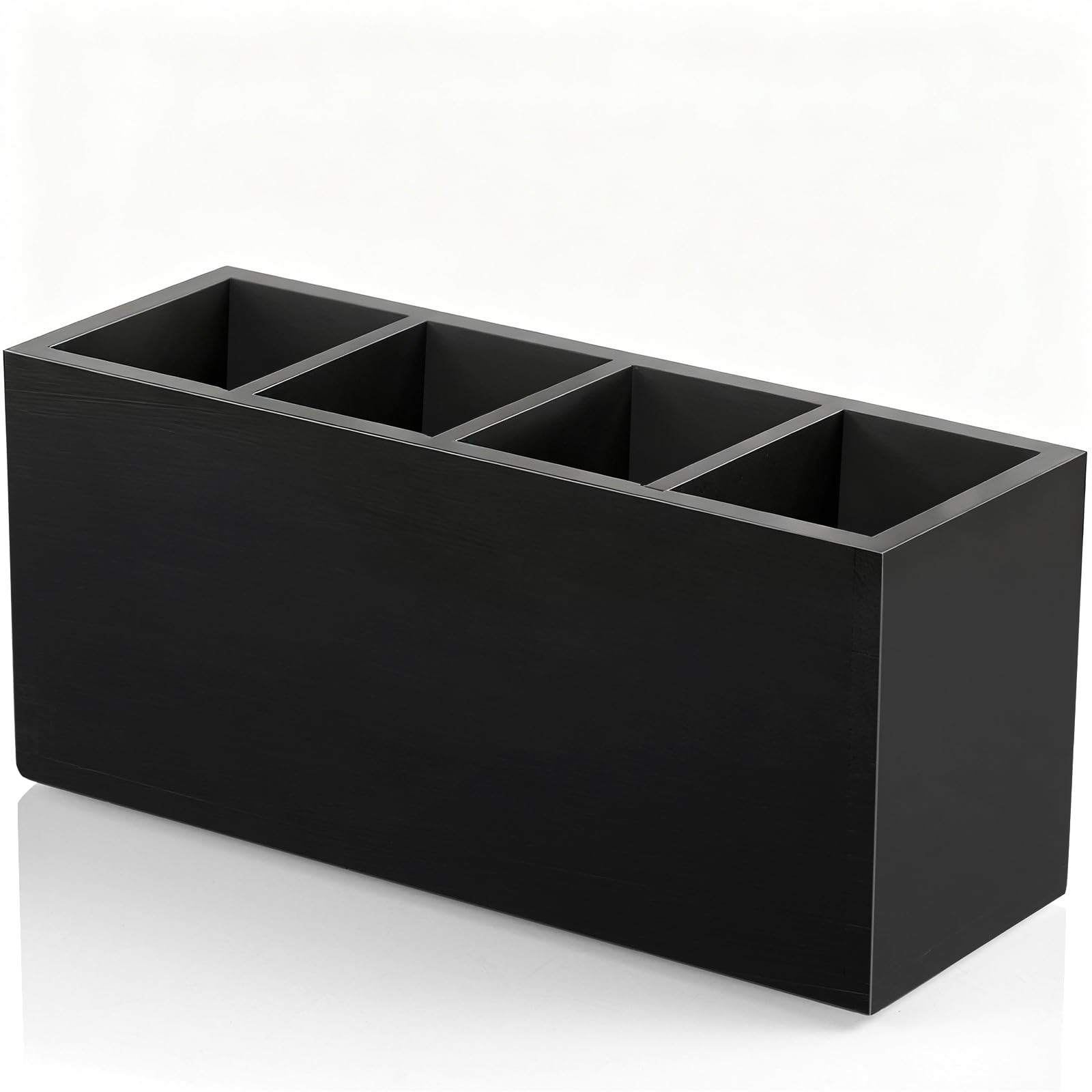 Bivvclaz Pencil Pen Holder for Desk, Wooden Office Desk Organizers and Accessories with 4 Slots for