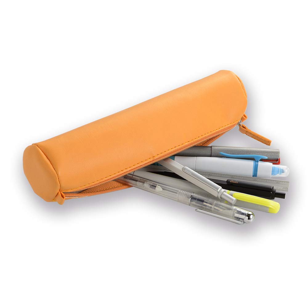 Rhodia 318890C - Orange Rhodiarama Round Pencil Case - 21.5 x 5.5 cm - Genuine Orange Stitching