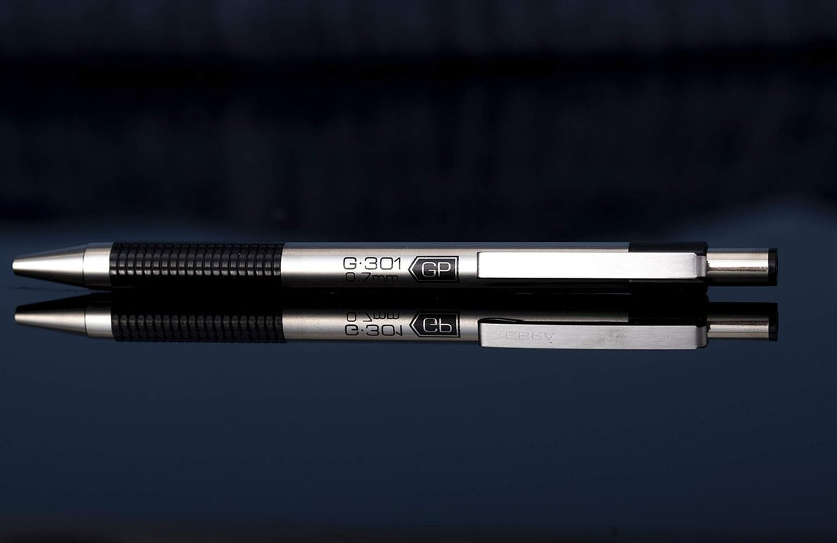 Zebra Pen G-301 Retractable Gel Pen, 0.7mm Medium Point, Stainless Steel Barrel, Textured Grip, 6