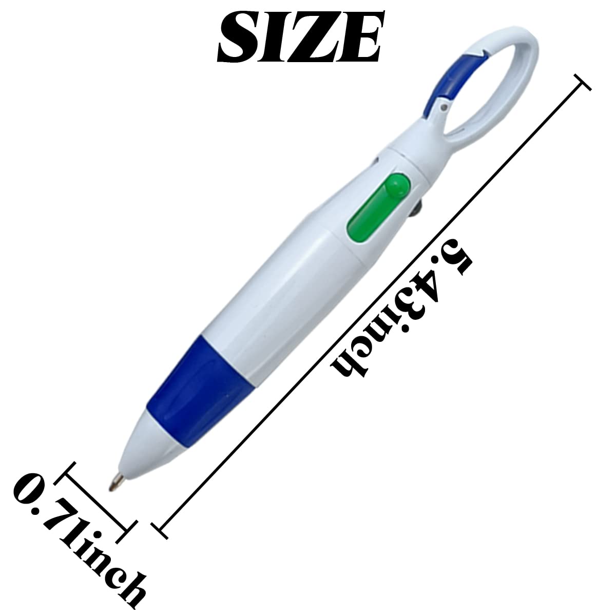 NSBELL 36PCS Plastic Carabiner Shuttle Pens 4-in-1 Retractable Ballpoint Pens Multicolor Pens with