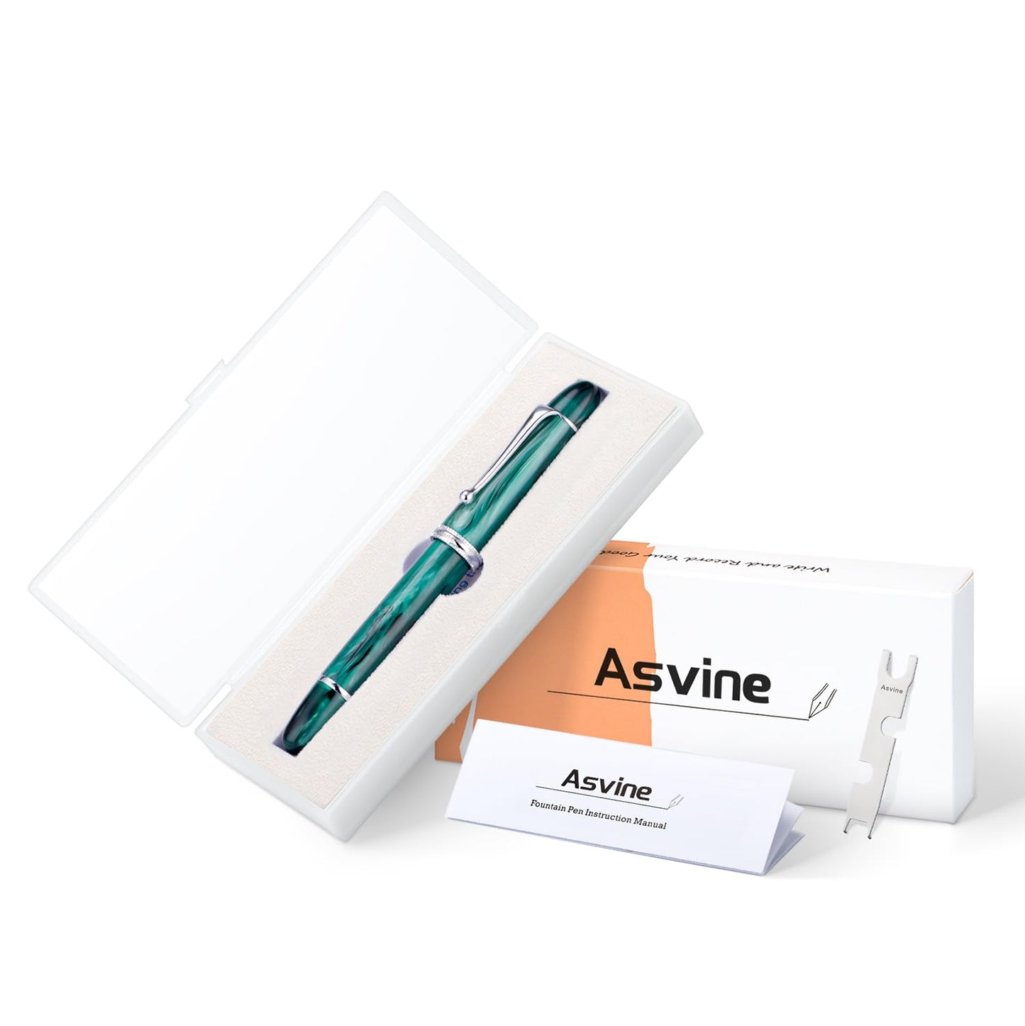 Asvine V800 Fountain Pen -Vacuum Filling System with Large Ink Capacity-Number 8 Stub Nib 1.1mm