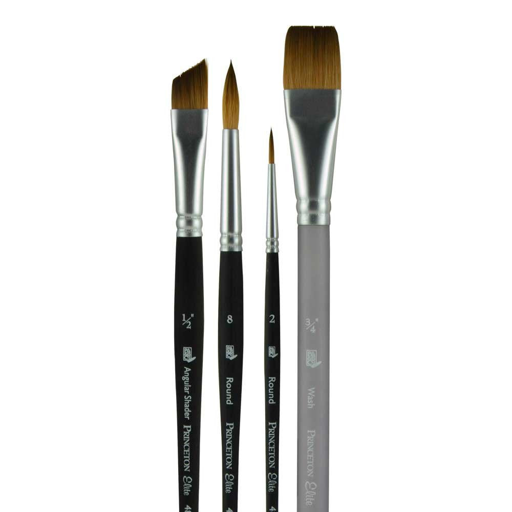Princeton Aqua Elite, Series 4850, Synthetic Kolinsky Watercolor Paint Brush, 4 Piece Set
