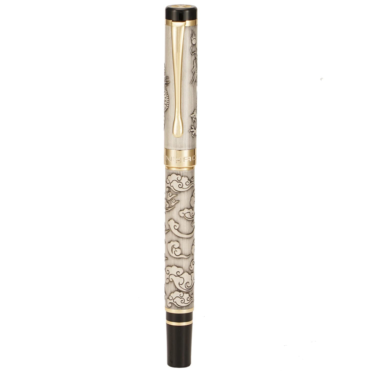 Jinhao 5000 Vintage Luxurious Metal Fountain Pen Beautiful Dragon Texture Carving, Ancient Gray