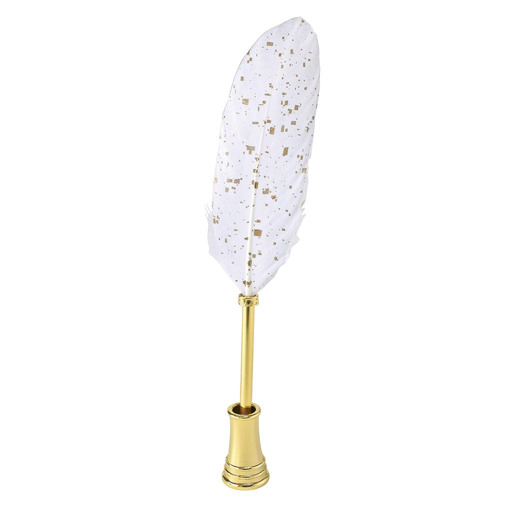 SPICE OF LIFE Feather Quill Pen & Stand Holder - Sparkling White - Ballpen Set, Office/School