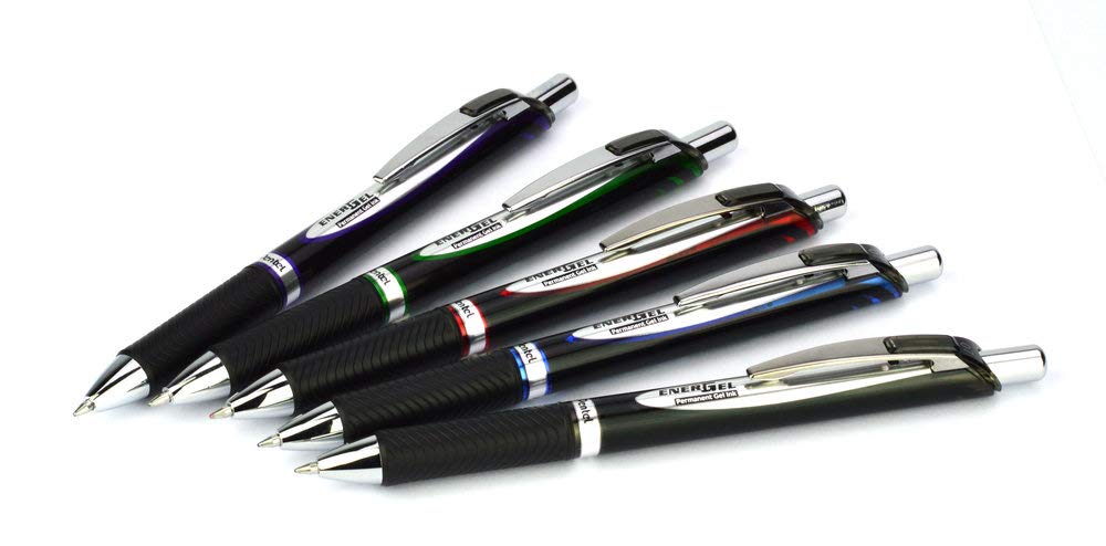 Pentel ENER-GEL Pro Permanent Gel Pen, (0.7mm) Medium Line, Violet Ink, Box of 12 (BLP77-V)