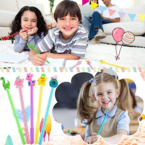 SANNIX 100 Pieces Cartoon Cute Pens Gel Ink RollerBall Pens Bulk Assorted