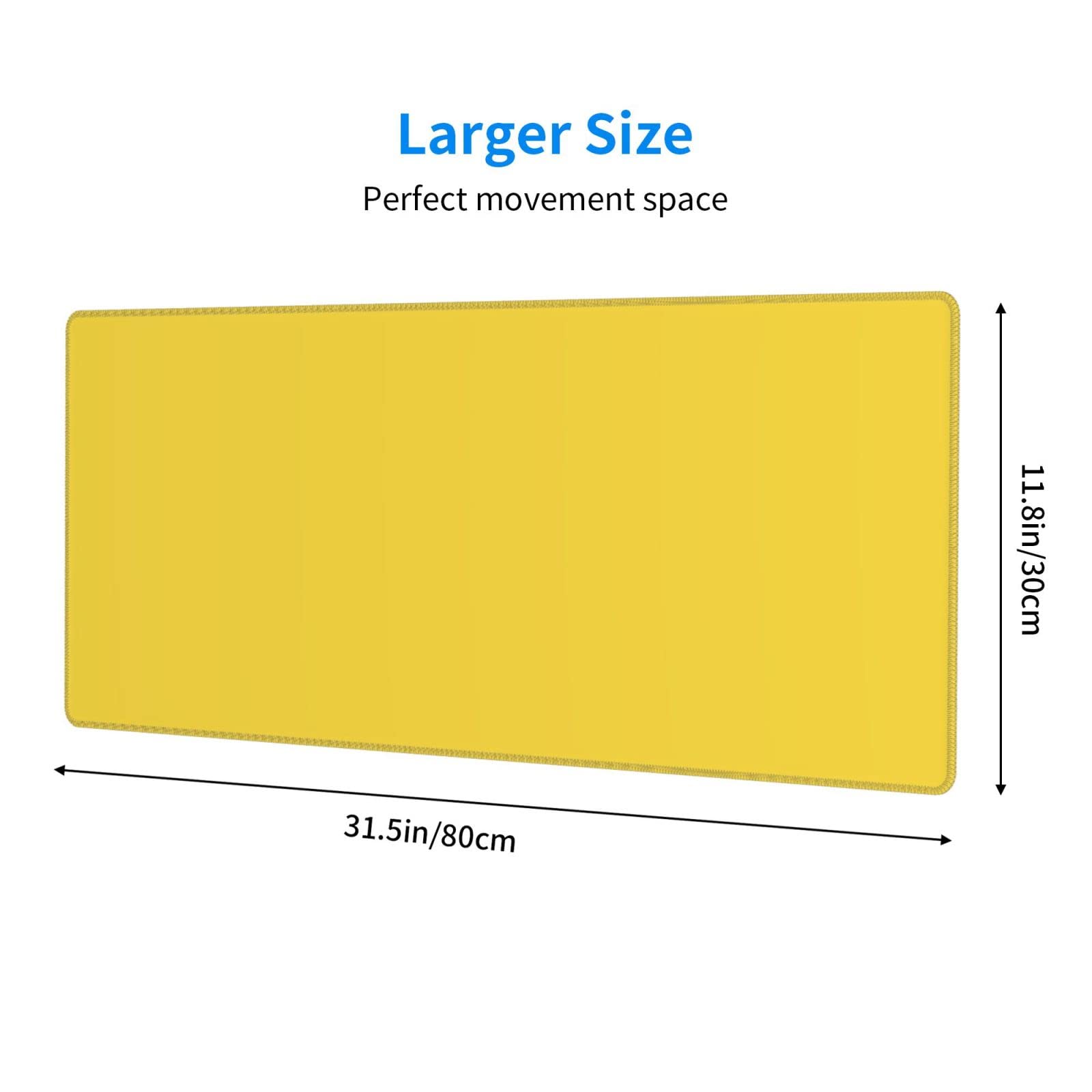 Yellow Mouse Pad Extended Large Gaming Mousepad XL Big Long Oversized Desk Mat Stitched Edges 31.5