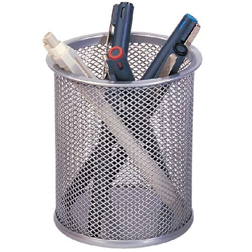 Q-CONNECT jar round pencil, mesh design, silver color