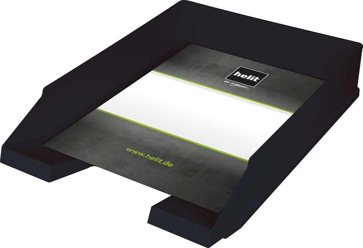 Helit The Green Staff Letter Tray DIN A4-C4 Recycled Plastic Blue Angel Certified Pack of 1 Black