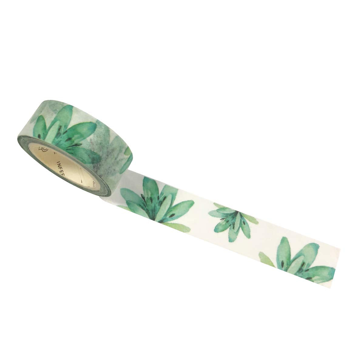 Wrapables Flowers and Greens Washi Masking Tape, 15mm x 7m Green Floral