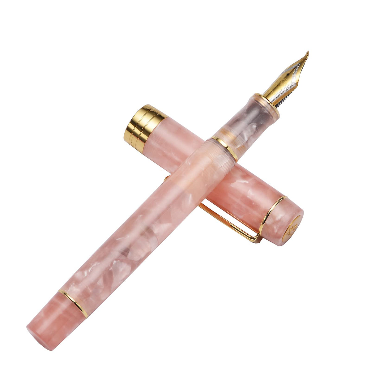 Jinhao 100 Fountain Pen Bent Point, Pink Marble Fude Pen Calligraphy from Fine to Broad Size with