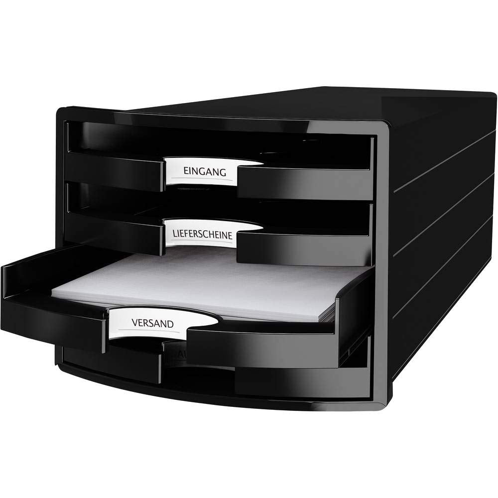 Han Impuls Drawer Box DIN A4/C4 4 Open Drawers Black
