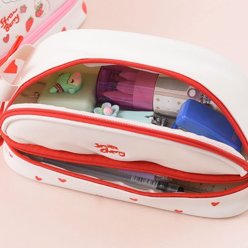Donloise Large Capacity Pen Pencil Case Kawaii Stationery Pouch, Students PU Leather Aesthetic