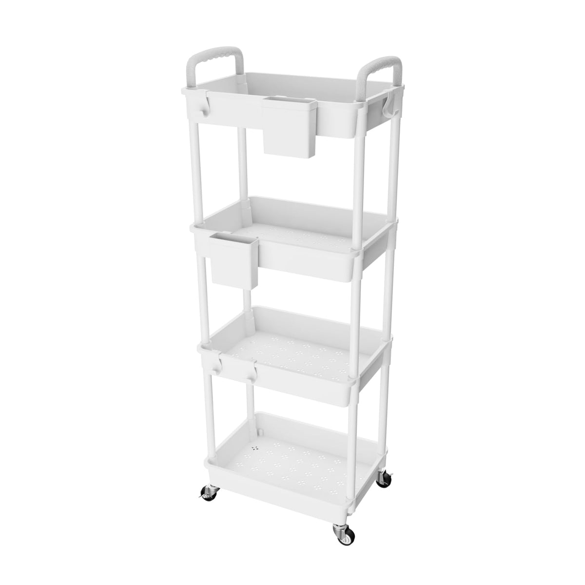 4 Tier Rolling Utility Cart with Handle,REBECAT Utility Cart Made of Multifunctional Storage