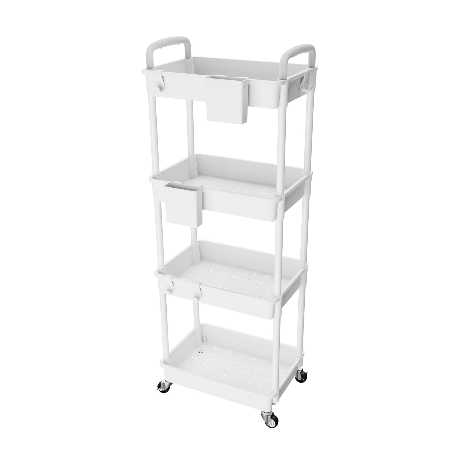 4 Tier Rolling Utility Cart with Handle,REBECAT Utility Cart Made of Multifunctional Storage