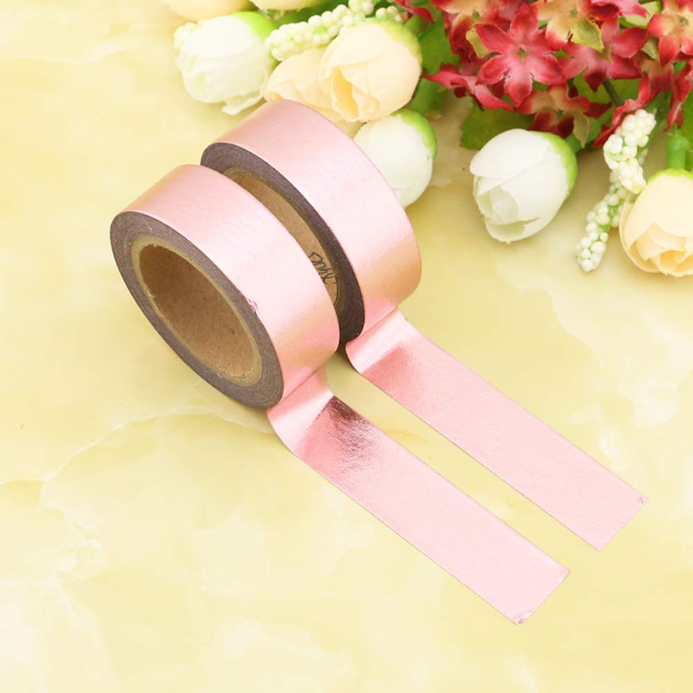 MEI YI TIAN 6 Rolls Rose Gold Foil Washi Tape Set 15mm x 10m Gilding Paper Adhesive Masking Tapes