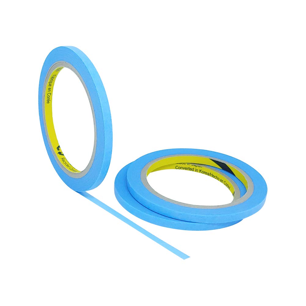 Blue Painters Washi Tape Set - 3 Rolls Multi Size Pack - Delicate Surfaces - No Residue Masking