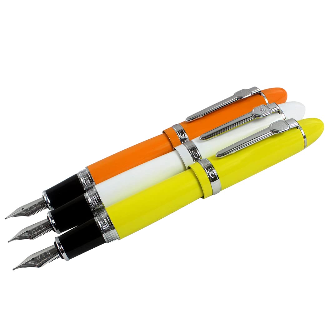 zoohot Jinhao 159 Fountain Pen Heavy Big Pen 3 Pieces in 3 Colors (Orange,White,Yellow)