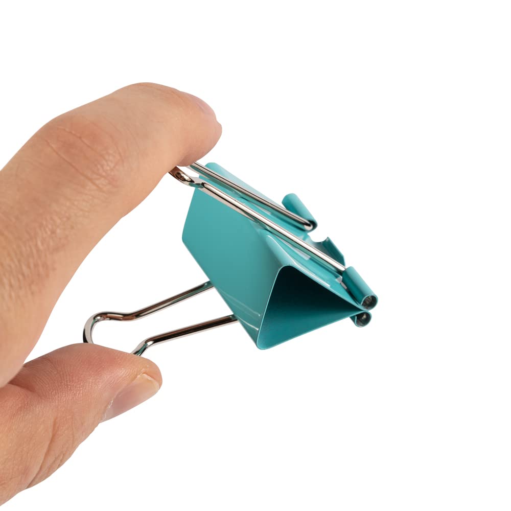JAM PAPER Colorful Binder Clips - Large - 1 1/2 Inch (41 mm) - Teal Binderclips - 12/Pack