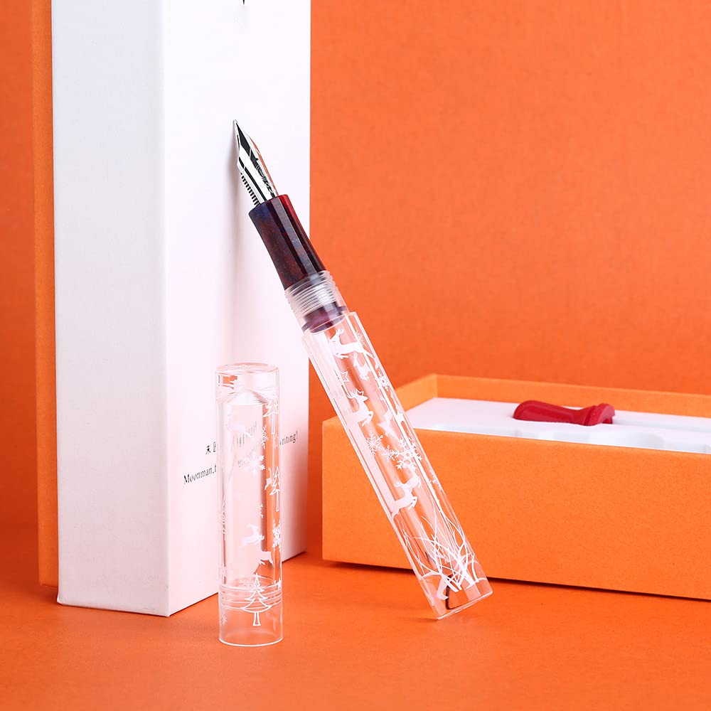 erofa Snowflake Christmas Version C1 Eye Dropper Filling Fountain Pen Fully Transparent