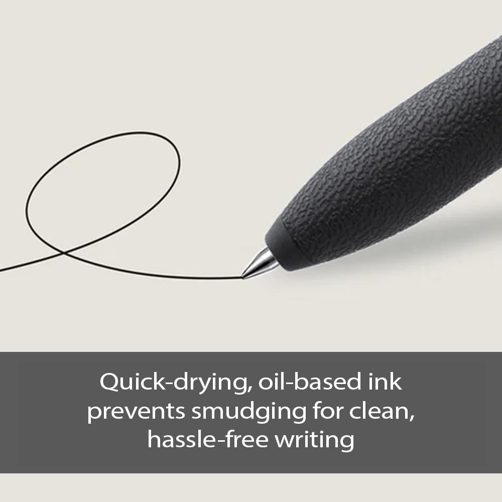 Pentel Oil Based Ballpoint Pen, Calme, 0.5mm, Black, Black Ink, 10 Count BXA105A-A